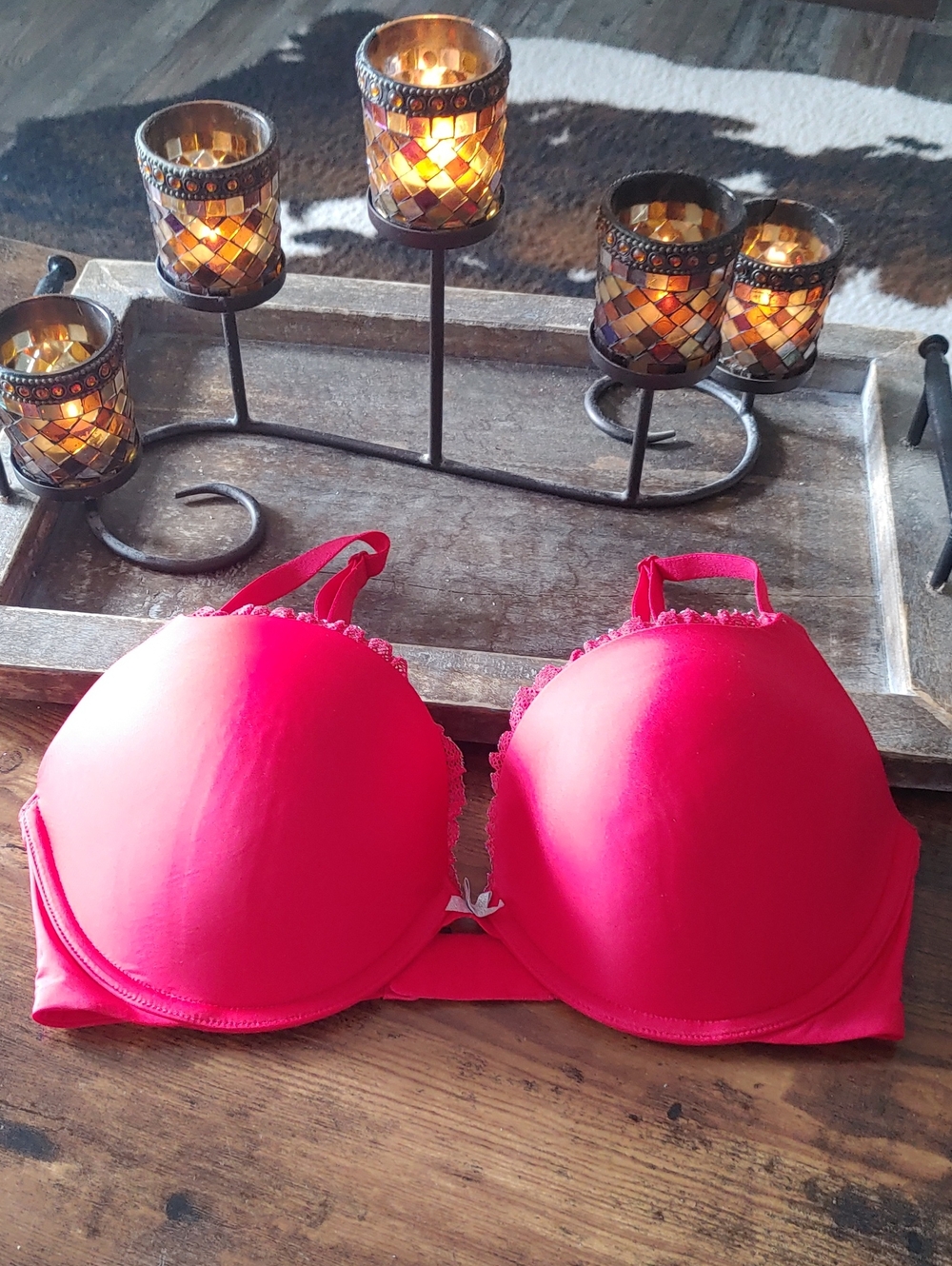NWOT Sexy Victoria's Secret 34DD Red Shade Padded Underwire Push Up Bra